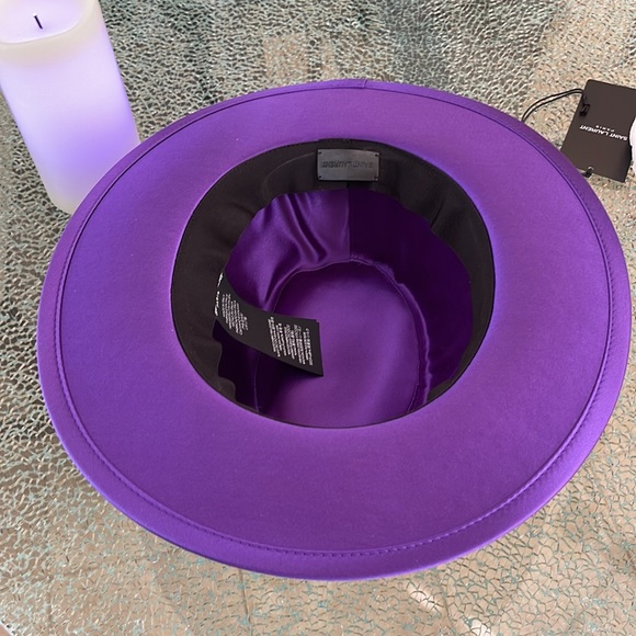 SAINT LAURENT Paris Fedora Satin Colore Parma Vio - NWT - Picture 10 of 14